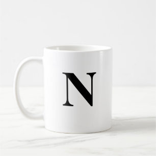 Taza De Café N inicial y nombre personalizado Café Mug