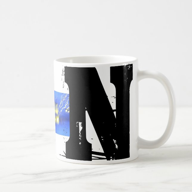 Taza De Café N Monograma Grunge tipográfico (Derecha)