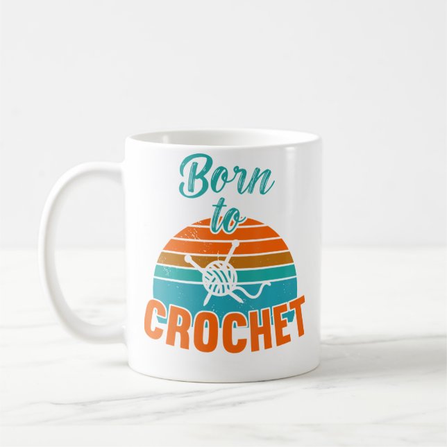 Taza De Café Nacida Para Tejer Ganchillo Hilo Ganchillo (Izquierda)