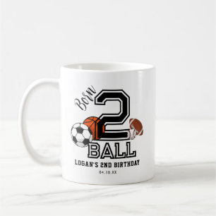 Taza De Café Nacido 2 Ball Sports Theme Boy, segundo Fiesta de