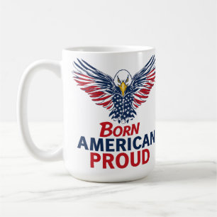 Taza De Café Nacido Americano Orgulloso Patriótico Águila Bande