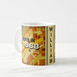 Taza De Café Nacido en 1968 Name Mug - Diseño retro geométrico