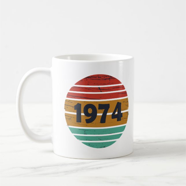 Taza De Café Nacido en 1974 como regalo de cumpleaños vintage (Izquierda)