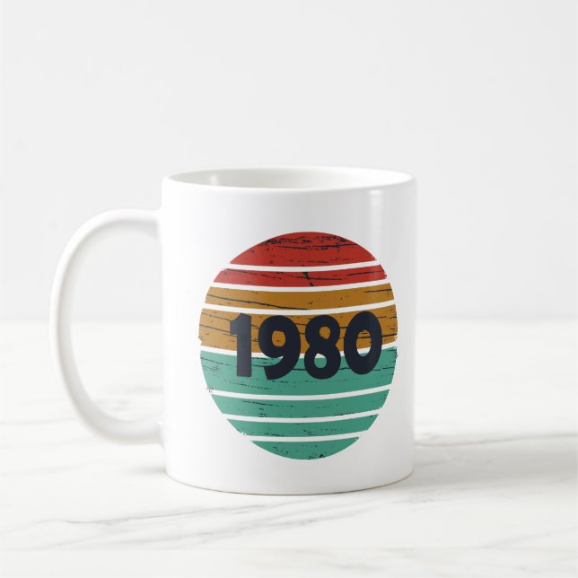 Taza De Café Nacido en 1980 como regalo de cumpleaños (Izquierda)