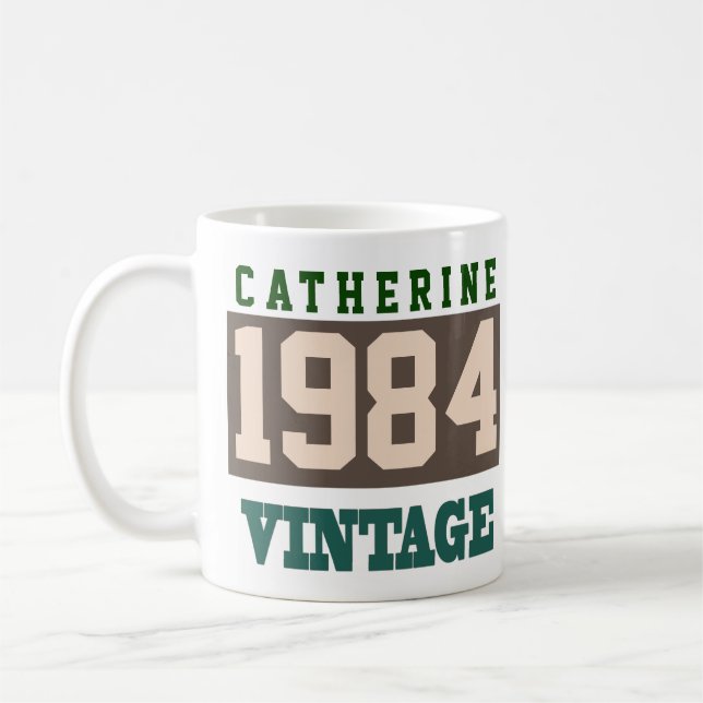 Taza De Café Nacido en 1984, año de nacimiento personalizado (Izquierda)