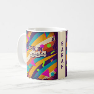 Taza De Café Nacido en 1984 Mug personalizado - Neon Geométric 