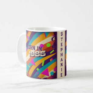 Taza De Café Nacido en 1985 Mug Personalizado - Neon Geometric
