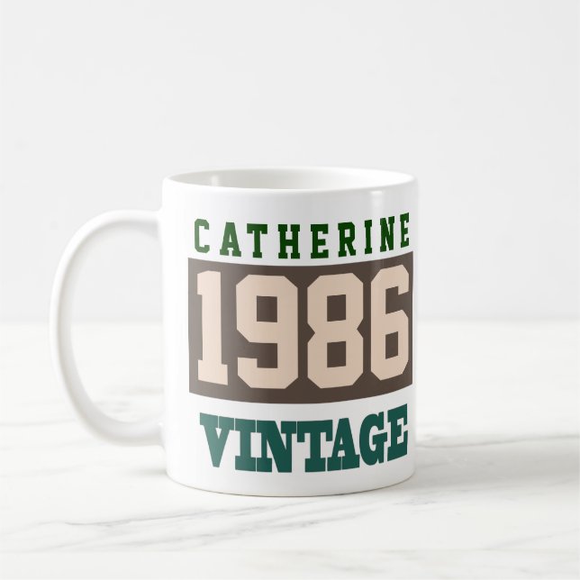 Taza De Café Nacido en 1986, año de nacimiento personalizado (Izquierda)