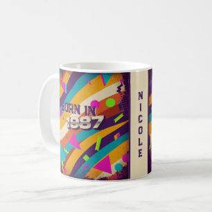 Taza De Café Nacido en 1987 Mug personalizado - Neon Geométric 