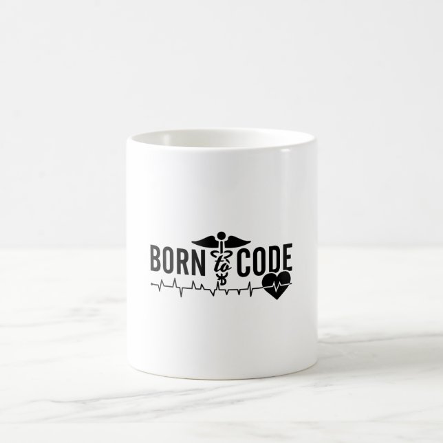 Taza De Café Nacido En Código Programador Médico Codificación I (Centro)