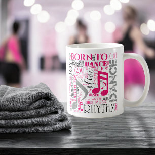 Taza De Café Nacido en Dance Gray rosa ID277