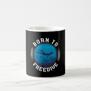 Taza De Café Nacido En Freediving, Freediver De La Pesca Lanza