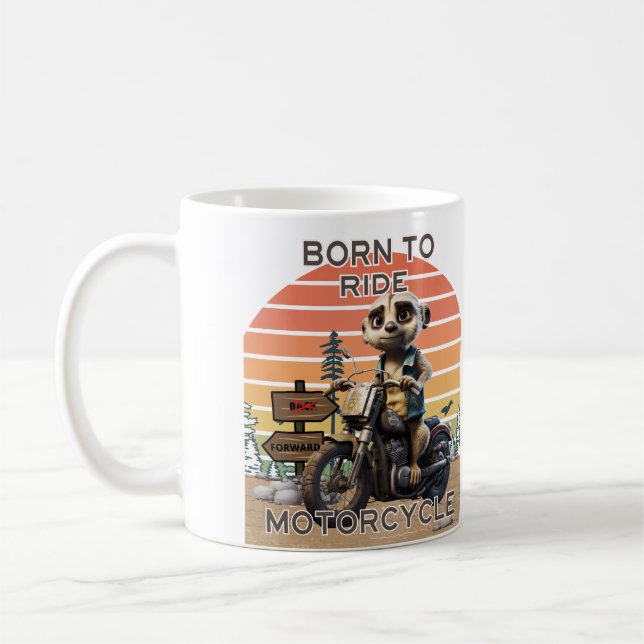 Taza De Café Nacido en motocicleta de paseo - Meerkat (Izquierda)