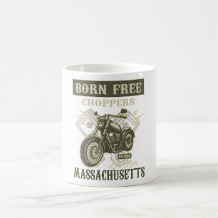 Taza De Café Nacido en motocicleta gratis Choppers Massachusett