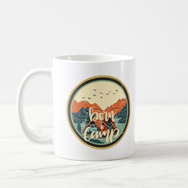 Taza De Café Nacido para acampar senderismo la naturaleza (Izquierda)