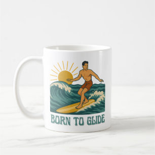 Taza De Café Nacido Para Deslizarse Gráfico Retro Surf De Calif