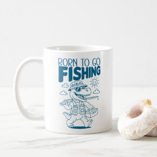 Taza De Café Nacido Para Ir De Pesca - Cool Fish Dino T-Rex Ama