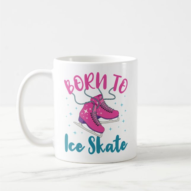 Taza De Café Nacido para patinar sobre hielo Cute Figura Skater (Izquierda)