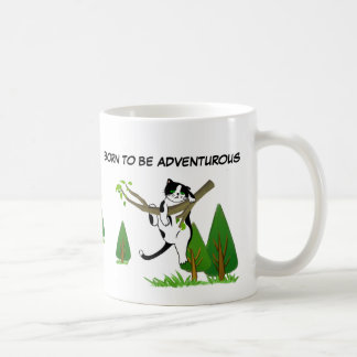 Taza De Café Nacido Para Ser Árboles De Caza De Gatos Aventuros