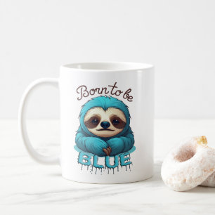 Taza De Café Nacido para ser azul, lindo perezoso