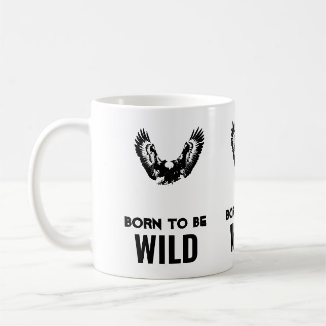 Taza De Café Nacido Para Ser Salvaje Águila Calva Obra Motivaci (Izquierda)