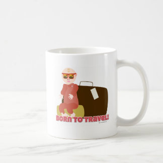 Taza De Café Nacido Para Viajar Personaje De Caricatura Viaje B