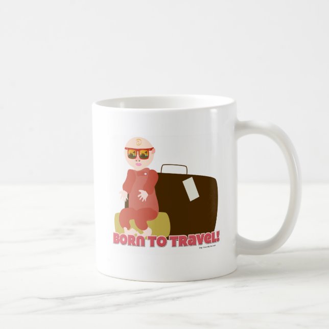 Taza De Café Nacido Para Viajar Personaje De Caricatura Viaje B (Derecha)