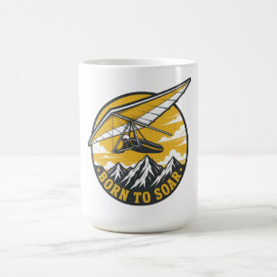 Taza De Café Nacido Para Volar Planeador Vintage Montañas