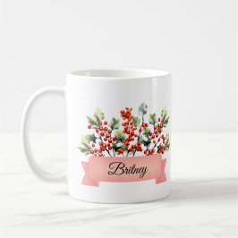 Taza De Café Nacimiento de diciembre Holly Flor personalizada