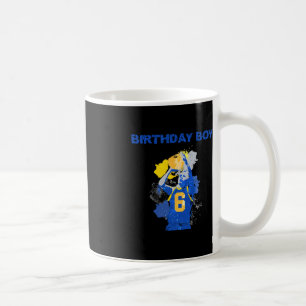 Taza De Café Nacimiento De Niño De 6 Años Basketbal Azul Y Amar