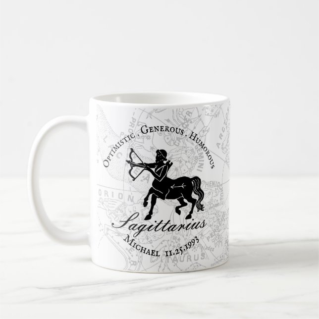 Taza De Café Nacimiento del Personalizado Zodiac Sagittarius bl (Izquierda)