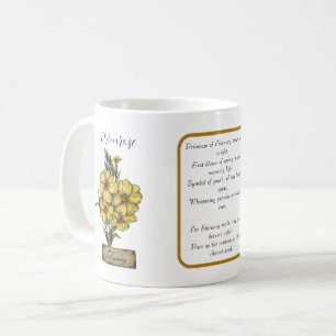 Taza De Café Nacimiento Flor FEBRERO Nacimiento Primrose Poem