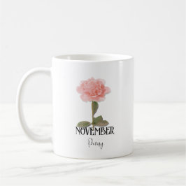 Taza De Café Nacimiento Flor NOVIEMBRE Cumpleaños Peony Pink