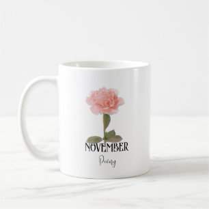 Taza De Café Nacimiento Flor NOVIEMBRE Cumpleaños Peony Pink