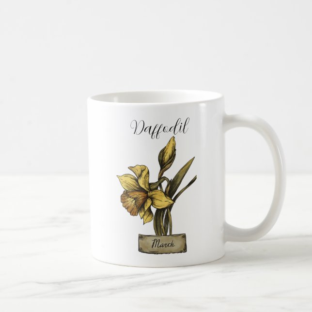 Taza De Café Nacimiento Flower MARCH Cumpleaños Daffodil (Derecha)
