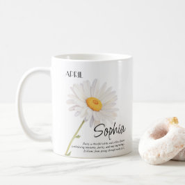 Taza De Café Nacimiento Mes de Abril Flor Personalizada