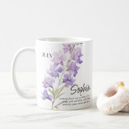 Taza De Café Nacimiento Mes de Julio Flor Personalizada
