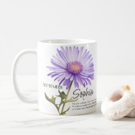 Taza De Café Nacimiento Mes de Septiembre Flor Personalizada
