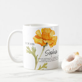 Taza De Café Nacimiento Mes Octubre Flor Personalizada