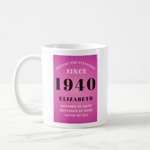 Taza De Café Nacimiento personalizado 1940 Giro rosa Añadir nom