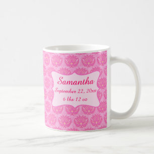 Taza De Café Nacimiento personalizado de bebé damascal rosa