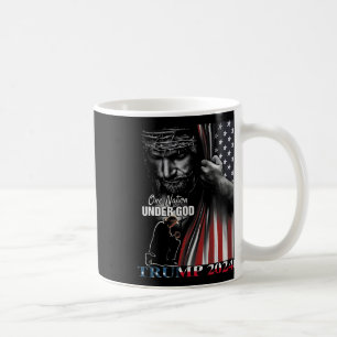Taza De Café Nación bajo Dios Trump 2024 Dios Bandera Americana