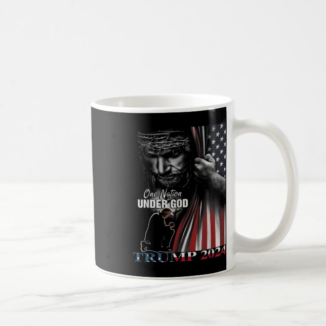 Taza De Café Nación Bajo Dios Trump 2024 Dios Bandera Americana (Derecha)