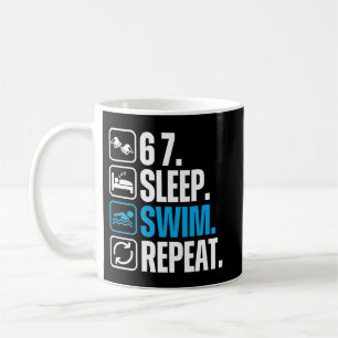Taza De Café Nadador Divertido 67 Dormir Nadar Repetir