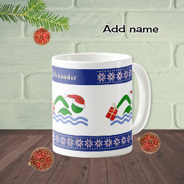 Taza De Café Nadadores de navidades de nombres personalizados