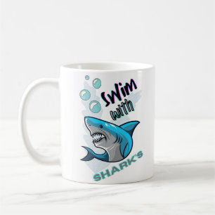 Taza De Café nadar con tiburones