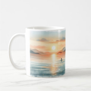 Taza De Café Nadar En Sunset Watercolor