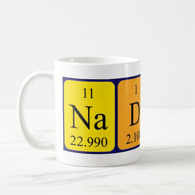 Taza De Café Nadin nombre de tabla periódica mug (Izquierda)
