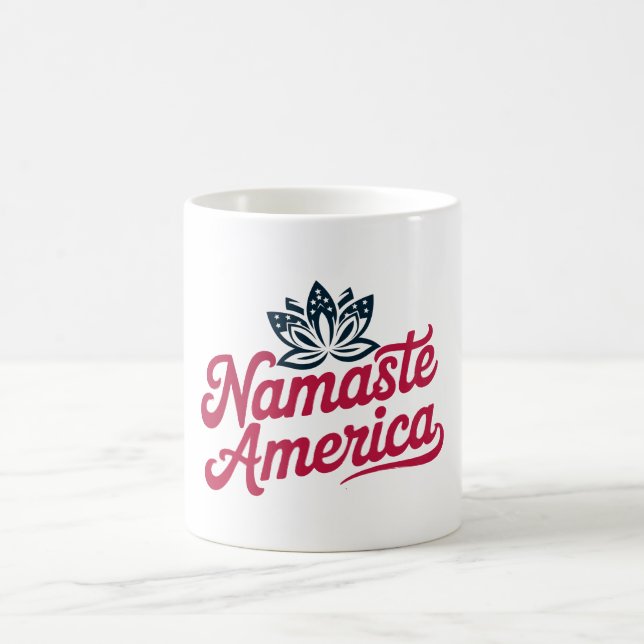 Taza De Café Namaste América Yoga Patriótico (Centro)