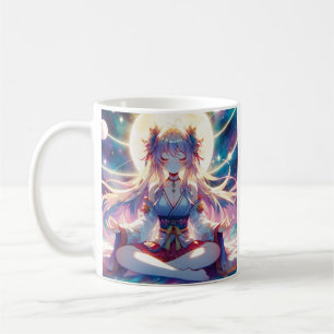 Taza De Café Namaste Anime Chica Meditando